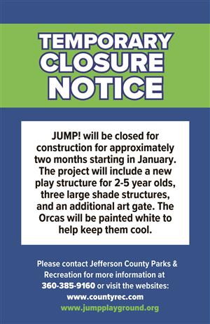 JUMP! Playground will be Temporarily Closed for Construction for Approximately 2 Months Starting in January